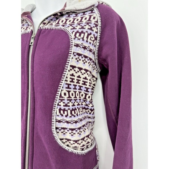 Lululemon Special Edition Fair Isle Knit Sweater Scuba Hoodie Womens Sz 6 Plum - Picture 3 of 12